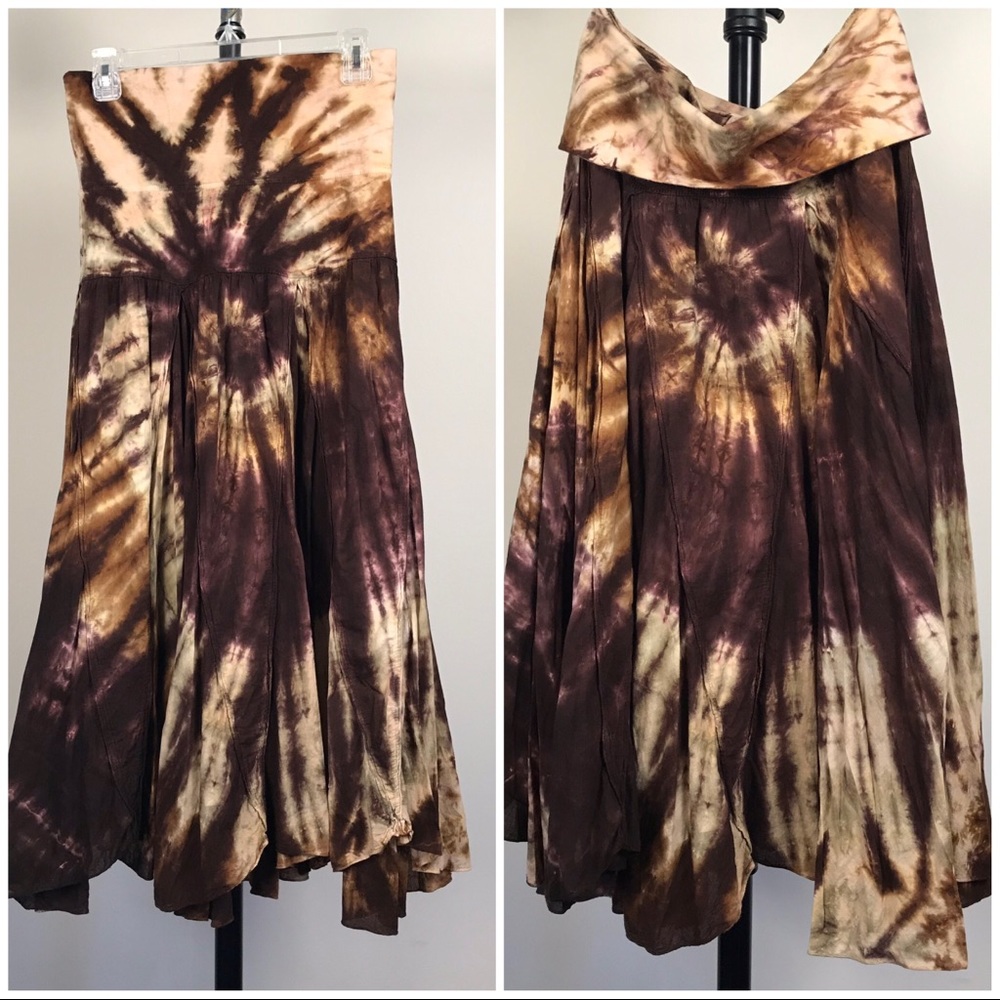 Solitaire Maxi Skirt Boho Tie Dye size medium